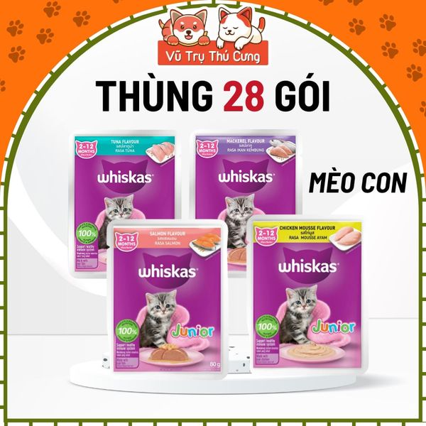 Thùng 28 Gói Pate Cho Mèo Whiskas 80g