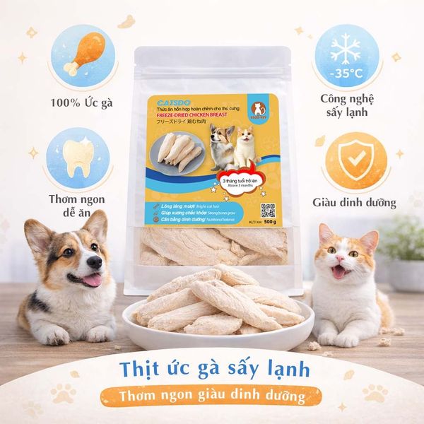 Gà Sấy CATSDO Cho Chó Mèo-Thơm Ngon, Giàu Đạm, Bổ Sung Dinh Dưỡng