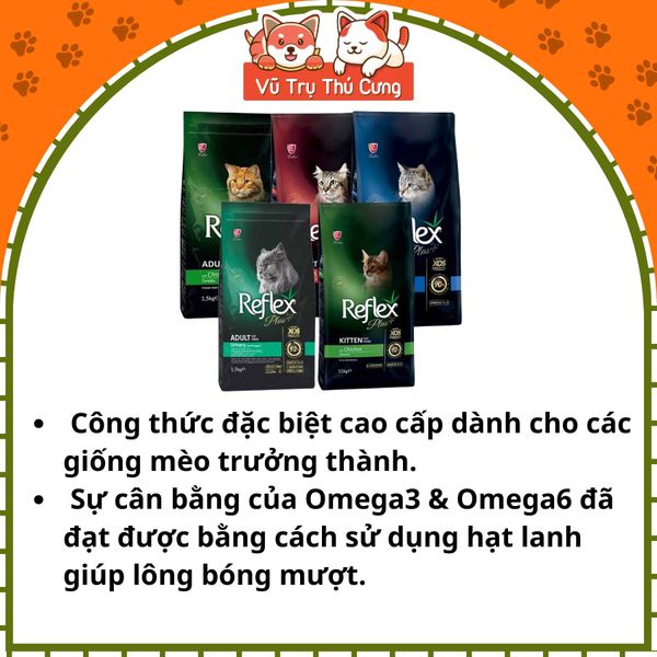 Thức ăn Hạt Reflex Plus cho Mèo 1,5Kg Nhập khẩu Châu Âu