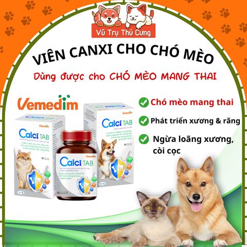 Viên Bổ Sung Canxi Cho Chó Mèo Calci Tab Vemedim Hộp 50 viên