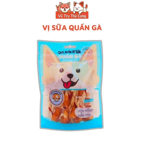 Snack Cho Chó Dexinbone Que Xoắn Vị Sữa Quấn Gà, Bổ Sung Protein, Tăng Cường Canxi, Loại Bỏ Mảng Bám
