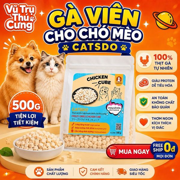 Ức Gà Viên Sấy Lạnh Cho Chó Mèo CATSDO 500g