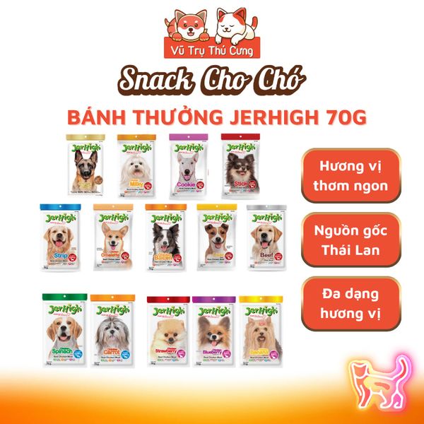 Snack Cho Chó Bánh Thưởng Jerhigh Đa Dạng Hương Vị Gói 70g