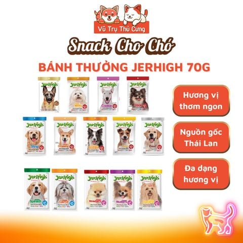 Snack Cho Chó Bánh Thưởng Jerhigh Đa Dạng Hương Vị Gói 70g