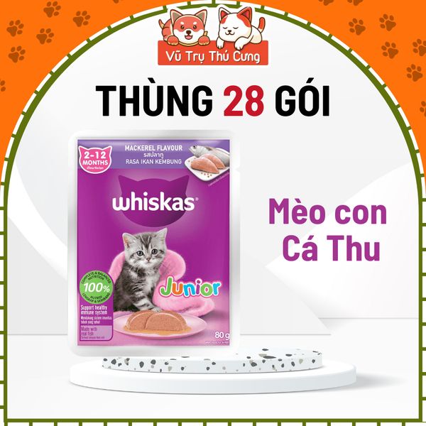 Thùng 28 Gói Pate Cho Mèo Whiskas 80g