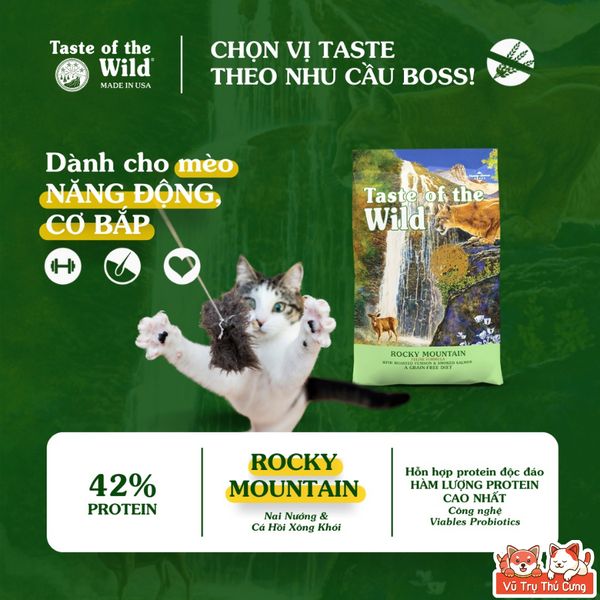 Hạt Cho Mèo Taste Of The Wild Cao Cấp Túi 2KG Sản Xuất Tại Mỹ, Giàu Omega Và Hàm Lượng Đạm Cao