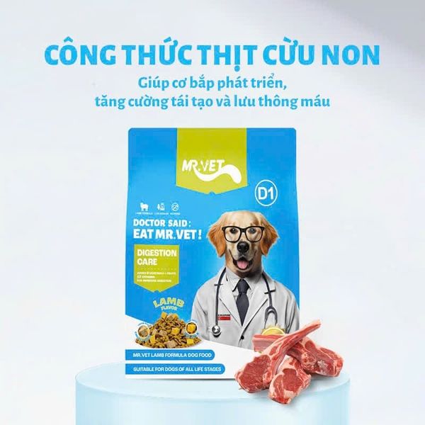 (1.4Kg) Thức Ăn Hạt Mr.Vet Cho Chó Không Độn Ngũ Cốc & Topping Thịt Sấy2