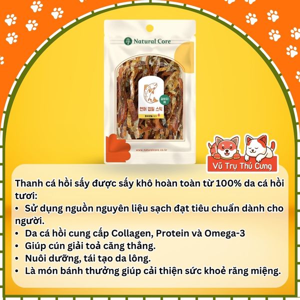 Snack cho chó Natural Core vị cá hồi sấy dinh dưỡng 45g