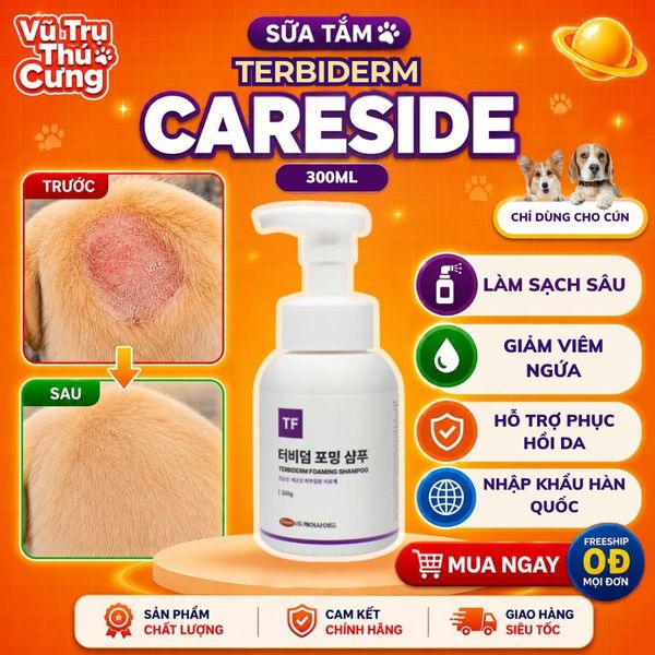 Sữa Tắm Terbiderm Cho Chó 300ml - Hỗ Trợ Nấm Da, Giảm Ngứa, Chiết Xuất Tự Nhiên-Thương Hiệu CareSide