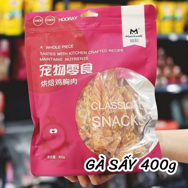 Snack Thịt Gà Sấy & Vịt Sấy Cho Chó MatchWell Túi Lớn 400g