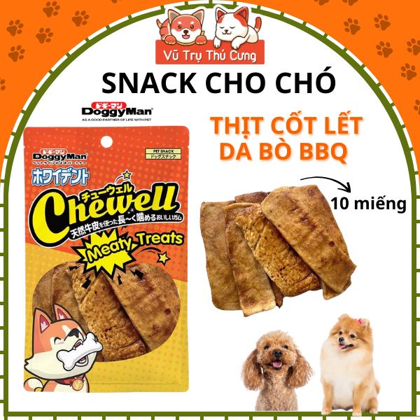 Snack Thưởng Cho Chó Thịt Cốt Lết Da Bò Doggyman Nhật Bản – Gói 10 Miếng