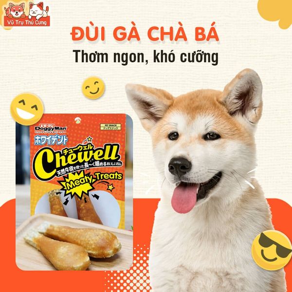 Snack Cho Chó Đùi Gà Chà Bá Da Bò Bọc Thịt Gà Doggyman Túi 2 cây