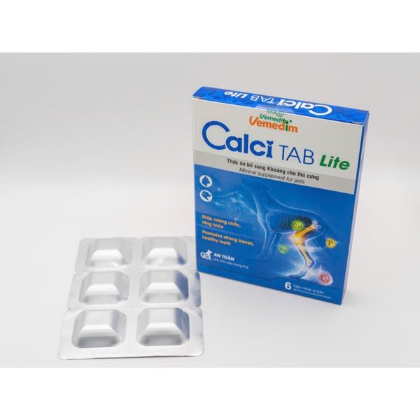Viên Canxi Mềm Vị Sữa Cho Chó Mèo Calci Tab Lite Vemedim- Hộp 6 Viên