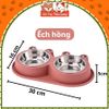 Bát Ăn Đôi Cho Chó Mèo Họa Tiết Con Ếch Dễ Thương