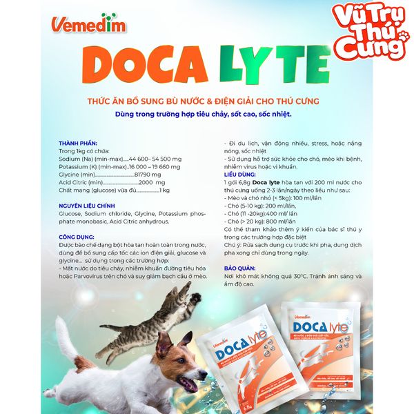 (Combo 10 Gói) Men Bù Nước Và Điện Giải Cho Chó Mèo Doca Lyte Gói 6,8g