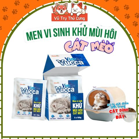 Men Vi Sinh Khử Mùi Hôi Cát Mèo, Giảm Vi Khuẩn Vime Yucca 100g