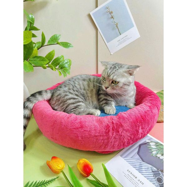 Nệm Nhung Tròn Cho Chó Mèo Đường Kính 40cm