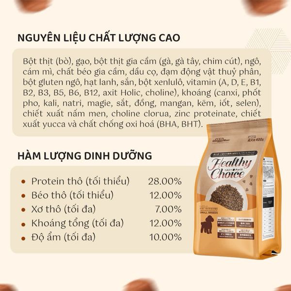 Hạt Cho Chó Mượt Lông Da Healthy Choice 400g