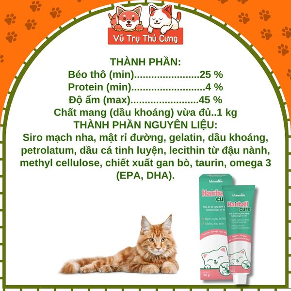 Gel Dinh Dưỡng Tiêu Búi Lông Cho Mèo
