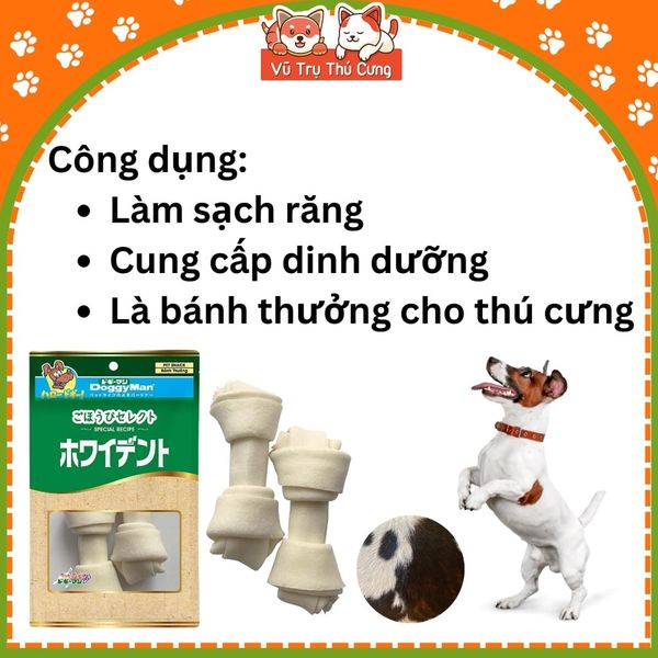 Xương Da Bò Cho Chó Gặm Sạch Răng DoggyMan (2 Cây Lớn)