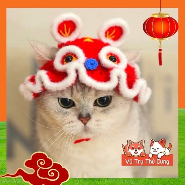 Vòng Cổ Tết Cho Chó Mèo Đan Len Thủ Công