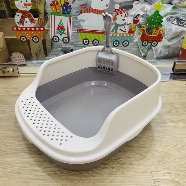 Khay đựng cát vệ sinh cho Mèo size lớn, chống văng cát, kèm xẻng xúc phân