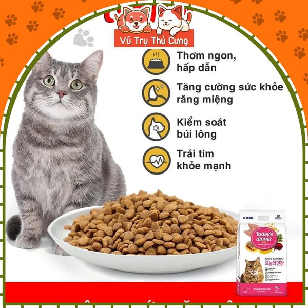 (1Kg) Thức Ăn Hạt Today Dinner Cho Mèo Mọi Lứa Tuổi