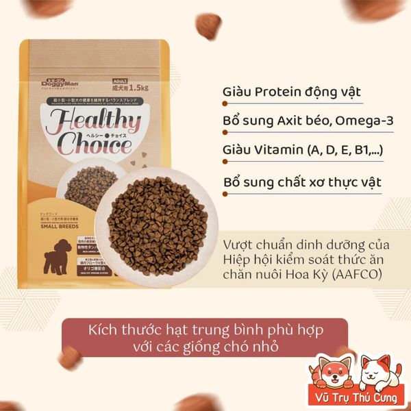 (1,5Kg) Hạt Cho Chó Healthy Choice Thương Hiệu Doggyman - Tặng 1 Bịch Xúc Xích