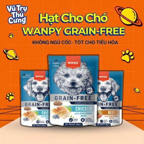 Hạt Cho Chó  Wanpy Grain Free Với 40% Topping Thịt Thật Phù Hợp Chó Kén Ăn, Giúp Tăng Cân