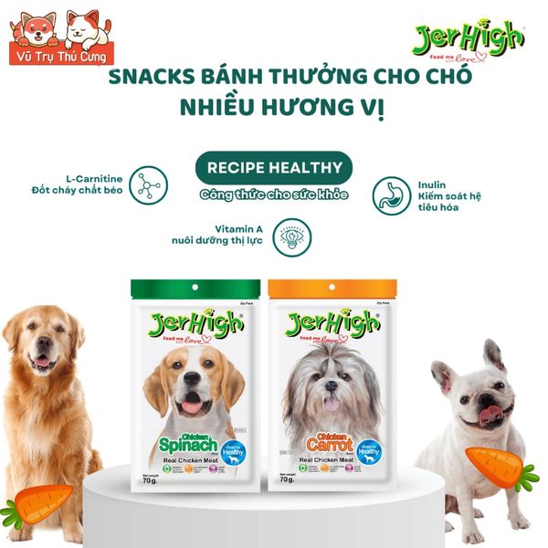 Snack Cho Chó Bánh Thưởng Jerhigh Đa Dạng Hương Vị Gói 70g