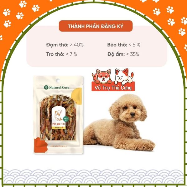 Snack cho chó Natural Core vị cá hồi sấy dinh dưỡng 45g