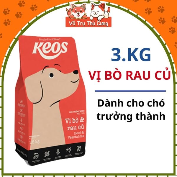 (3Kg Tặng 400g) Hạt Cho Chó Mọi Độ Tuổi Keos Giàu Dinh Dưỡng