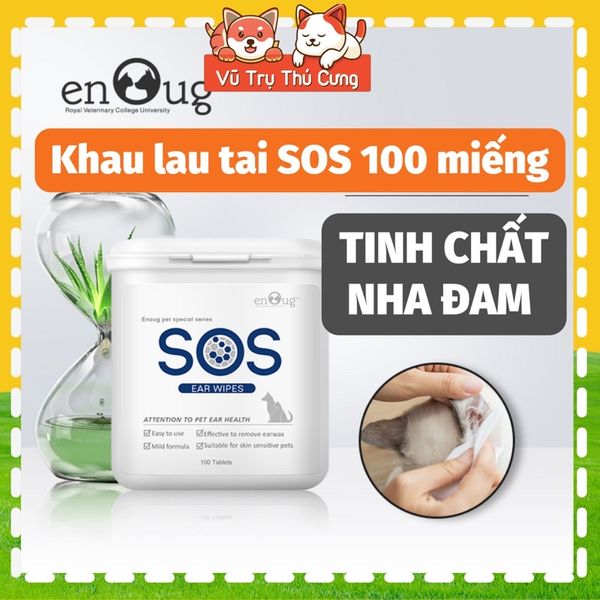 Khăn Ướt Vệ Sinh Tai Cho Chó Mèo SOS 100 miếng