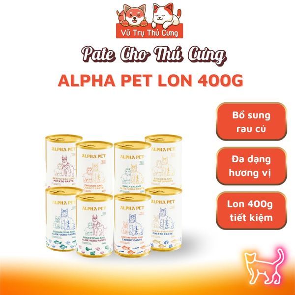 Pate Cho Chó Mèo Alpha Pet Từ Thịt và Rau Củ 400g
