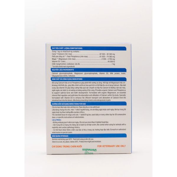 Viên Canxi Mềm Vị Sữa Cho Chó Mèo Calci Tab Lite Vemedim- Hộp 6 Viên