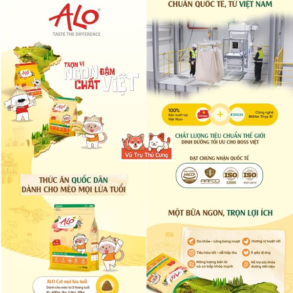 Hạt Cho Mèo Alo Cat 1Kg Vị Thịt Gà, Dành Cho Mèo Mọi Lứa Tuổi, Hỗ Trợ Da Bóng - Mượt Lông Da