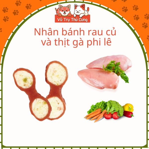 Bánh Thịt Gà Cuộn Nhân Rau Củ Cho Chó DoggyMan 90g