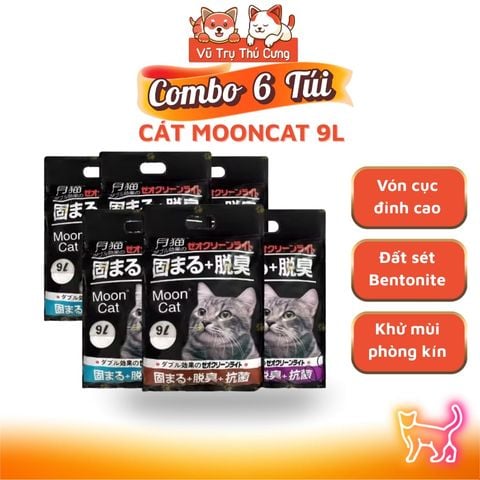 (1 tải 6 bao) Cát Nhật đen MoonCat 9L chính hãng, Cát vệ sinh cho mèo khử mùi, vón cục tốt