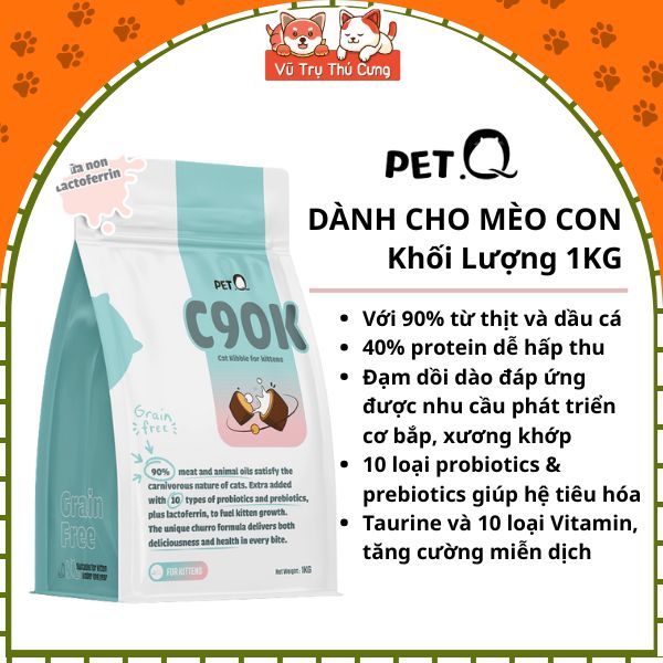 Hạt Cho Mèo Churro PetQ Nhân Thịt Gà Hỗ Trợ Mượt Lông Da 1kg