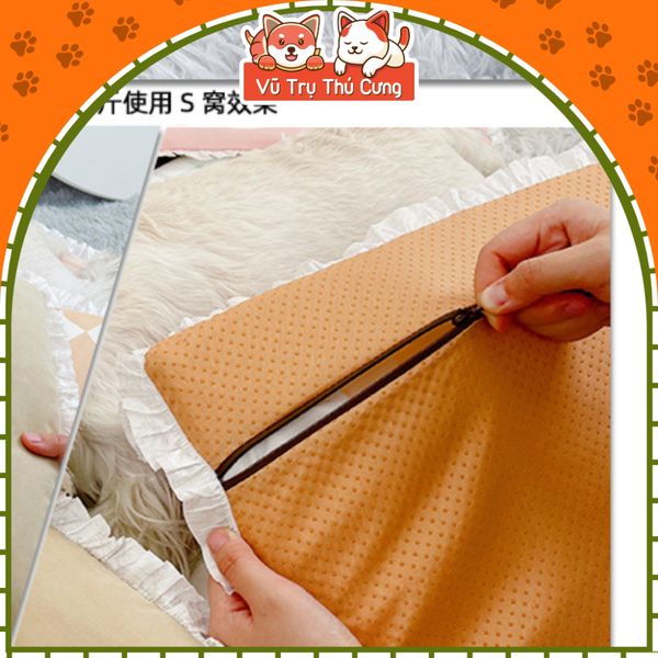 Nệm Ngủ Cho Chó Mèo Kèm Gối Họa Tiết Đáng Yêu