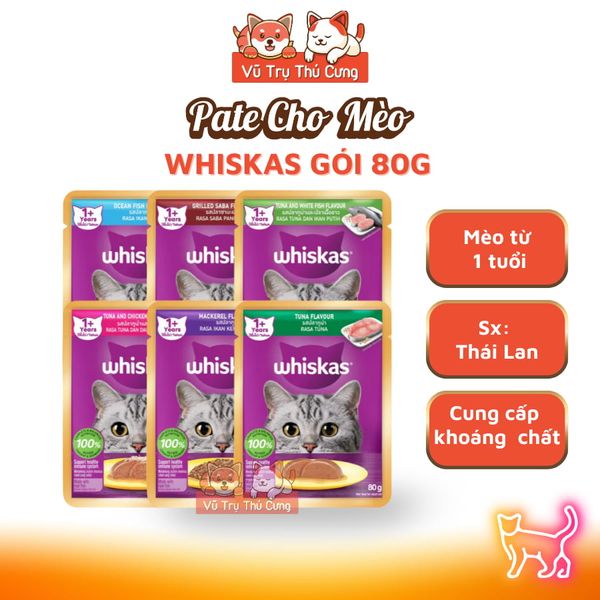 Pate Whiskas Cho Mèo Mọi Lứa Tuổi Giàu Dinh Dưỡng 80g