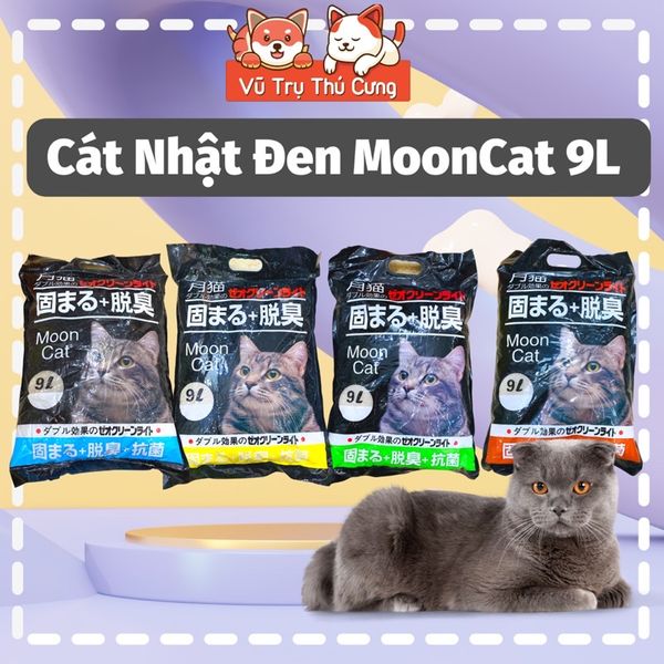 Cát Nhật Đen MoonCat 9L vệ sinh cho mèo, vón cục, khử mùi tốt