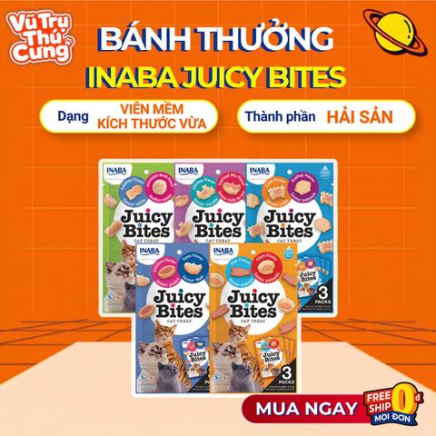 Bánh Thưởng Cho Mèo Inaba Juicy Bites Viên Mềm Gói 34G