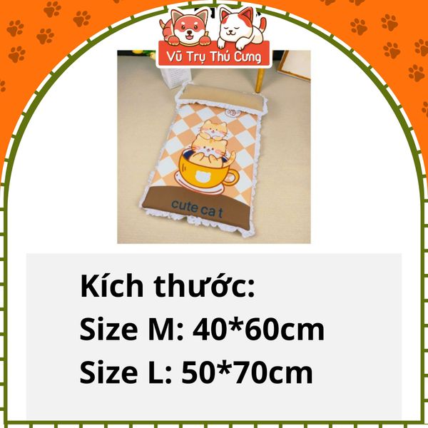 Nệm Ngủ Cho Chó Mèo Kèm Gối Họa Tiết Đáng Yêu