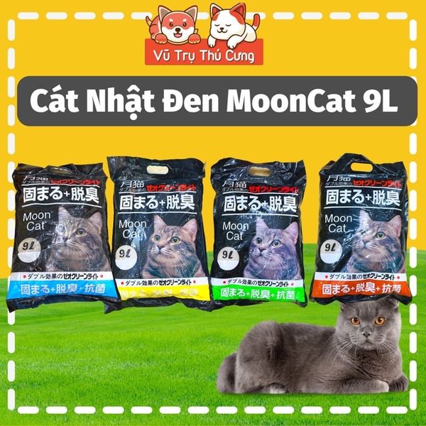 Cát Nhật Đen MoonCat 9L vệ sinh cho mèo, vón cục, khử mùi tốt