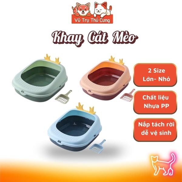 Khay Vệ Sinh Cho Mèo Cao Cấp Kèm Xẻng (mẫu sừng tuần lộc)