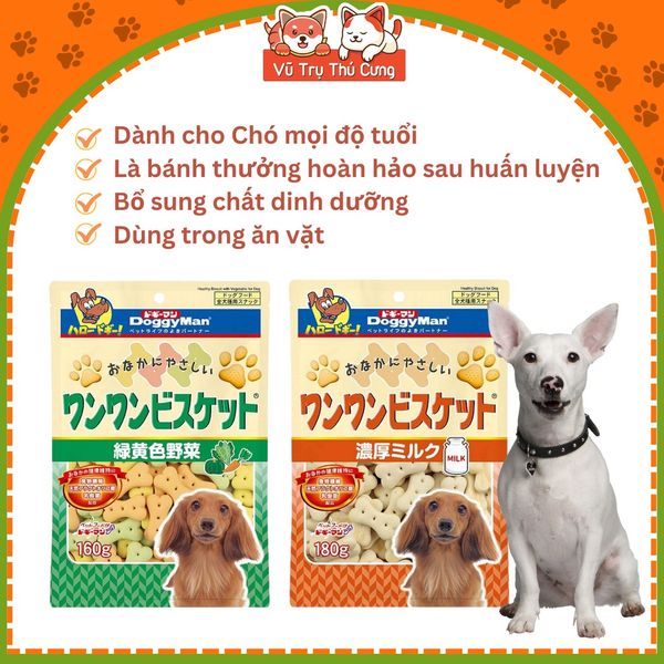 Bánh Quy Cho Chó DoggyMan Vị Rau củ & Vị Sữa