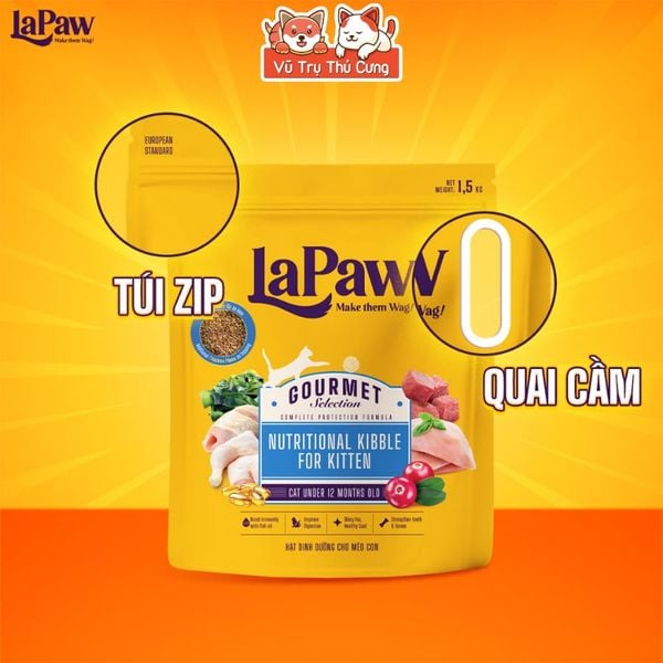 Hạt Cho Mèo Lapaw Túi 1.5Kg - Hỗ Trợ Tiết Niệu, Tiêu Hóa