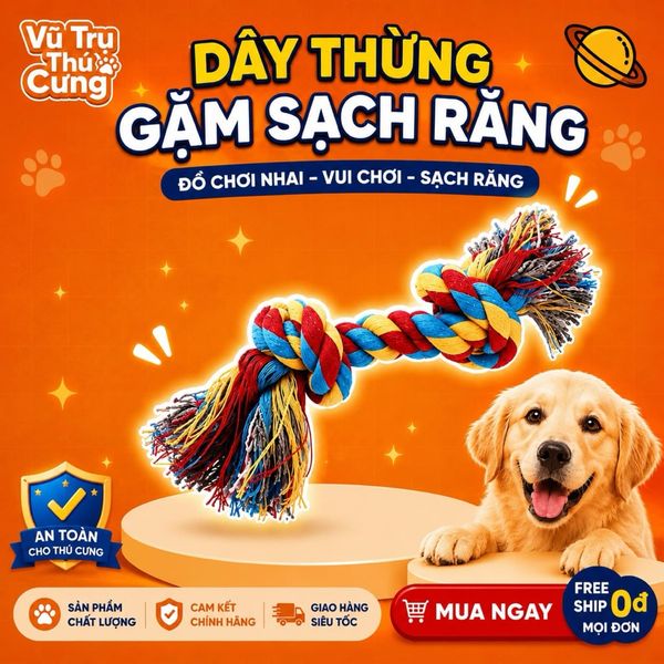 Đồ Chơi Dây Thừng Gặm Sạch Răng Cho Chó (màu ngẫu nhiên)