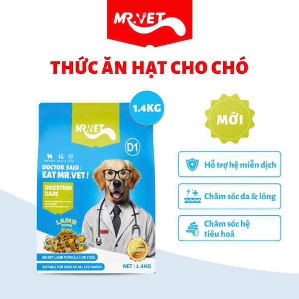(1.4Kg) Thức Ăn Hạt Mr.Vet Cho Chó Không Độn Ngũ Cốc & Topping Thịt Sấy2